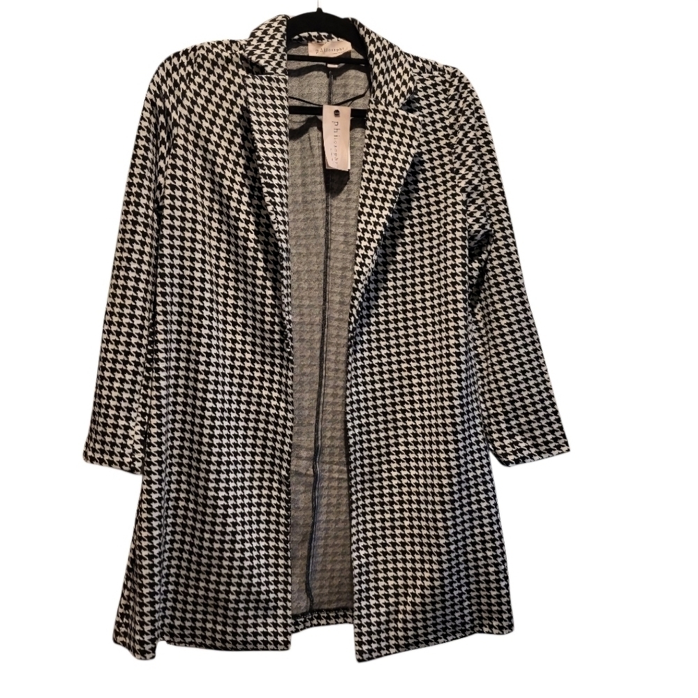 Philosophy Republic Clothing Cardigan Black and White Houndstooth Size Medium